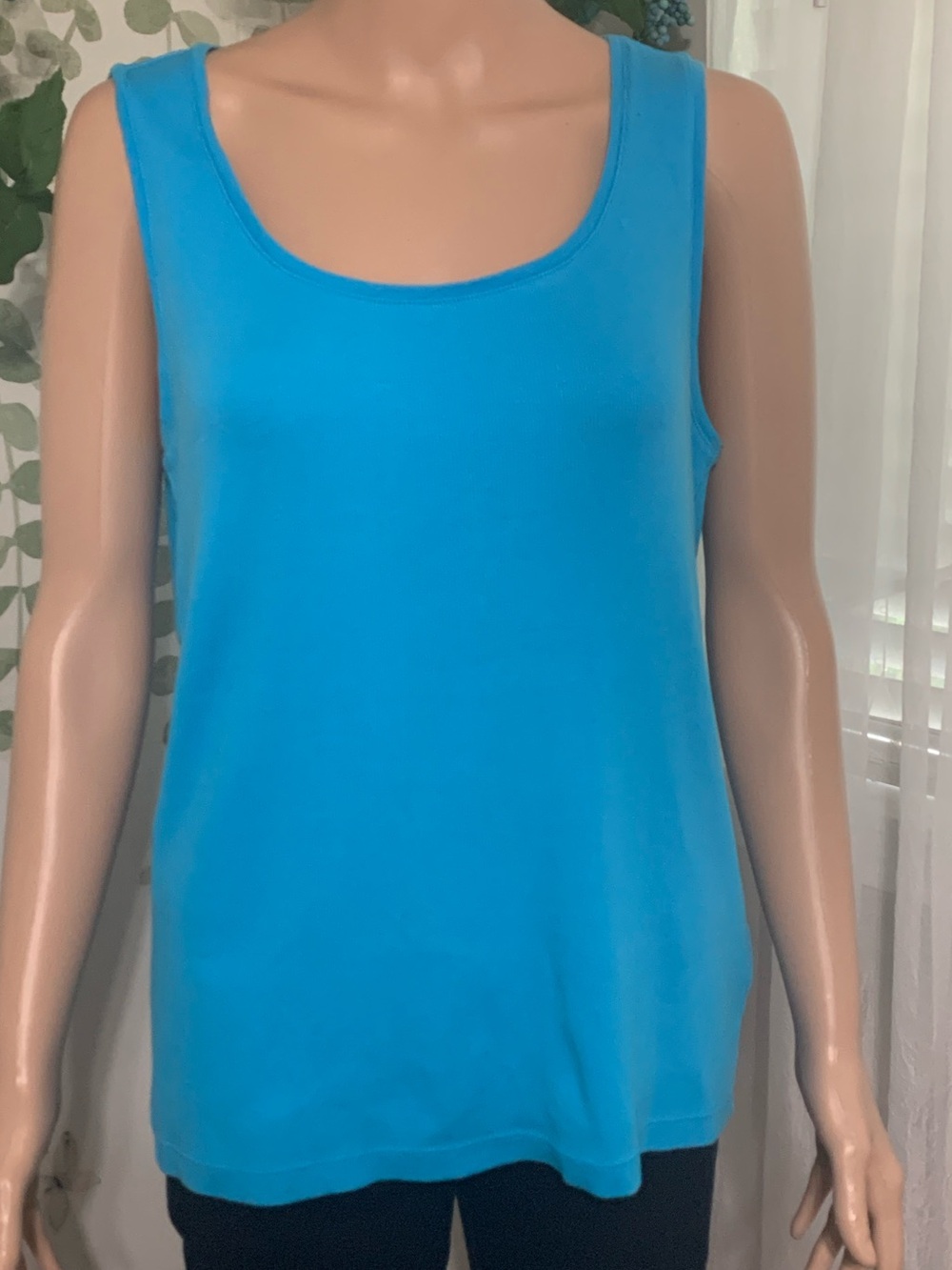 💎 Sz XL Chico's (size 3) Bright Turquoise Scoop Neck Tank Top Shirt